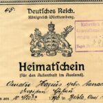 Heimatschein Auslandsreise 1916