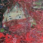 Kathrin Wächter, Porträt von Karin Maßen, Öl, Kreide und Gaze auf Leinwand, 2019. Sammlung Dreiländermuseum, BKVer 490